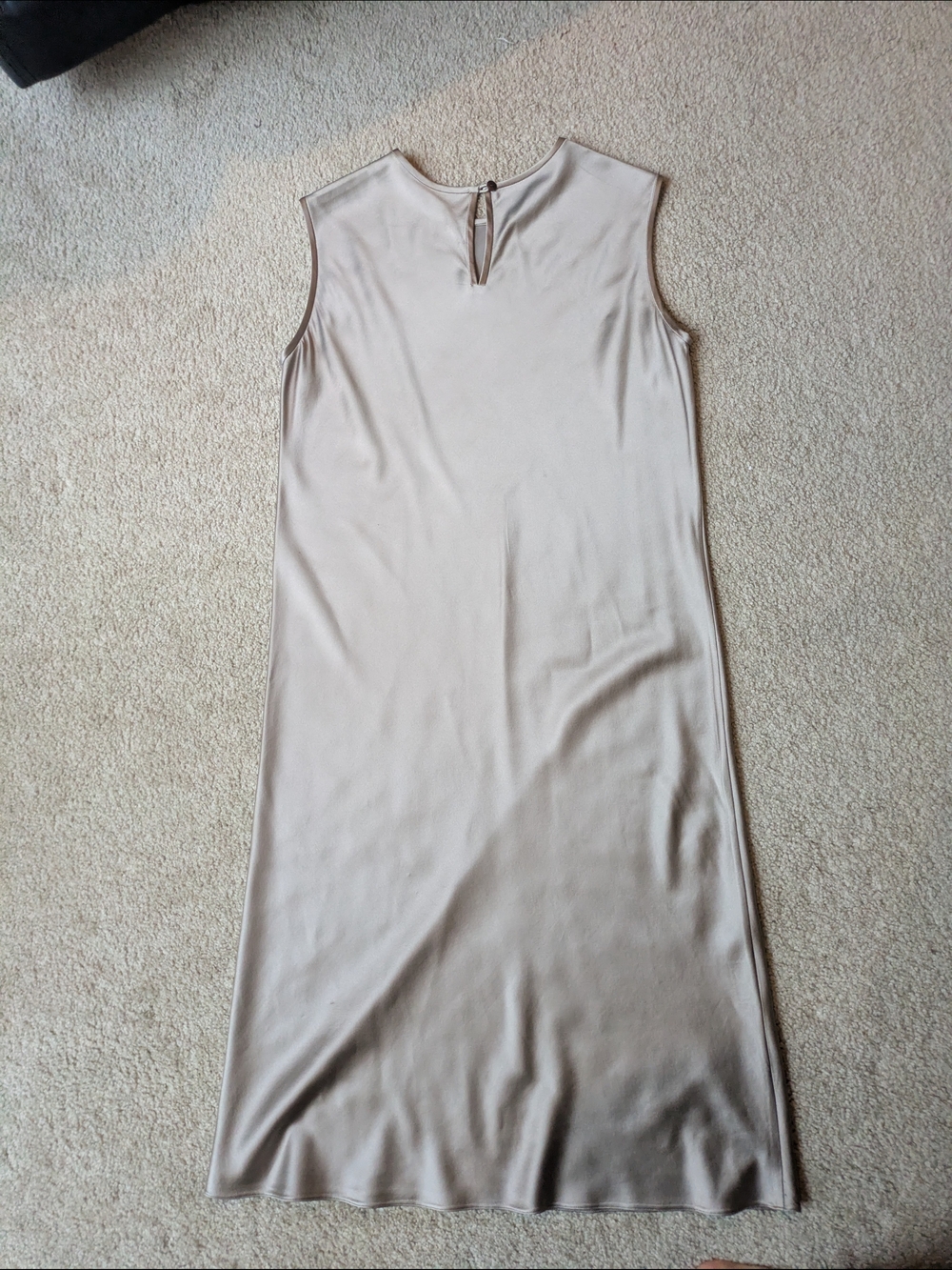 Peter Cohen Star Label Sleeveless Champagne Beige 100% Silk Midi Slip Dress - Picture 4 of 15